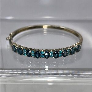 NWOT NYC11 Designer Sterling Silver Genuine Gemstone Bangle Bracelet